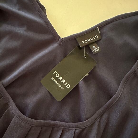 TORRID | Womens Chiffon Pleat Skate Dress NEW Size 4X Navy Blue Career Vacation - Picture 6 of 12